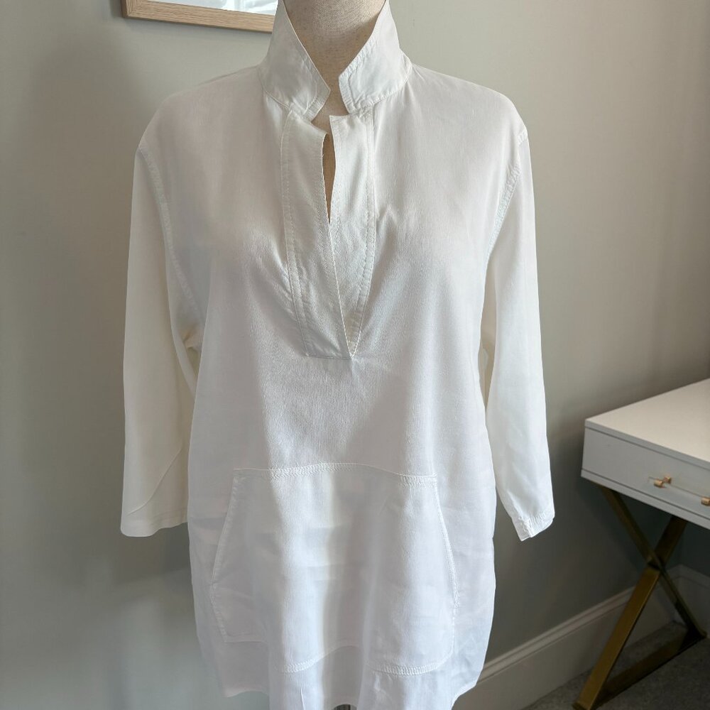 Eileen Fisher Size M White 100% Linen Blouse